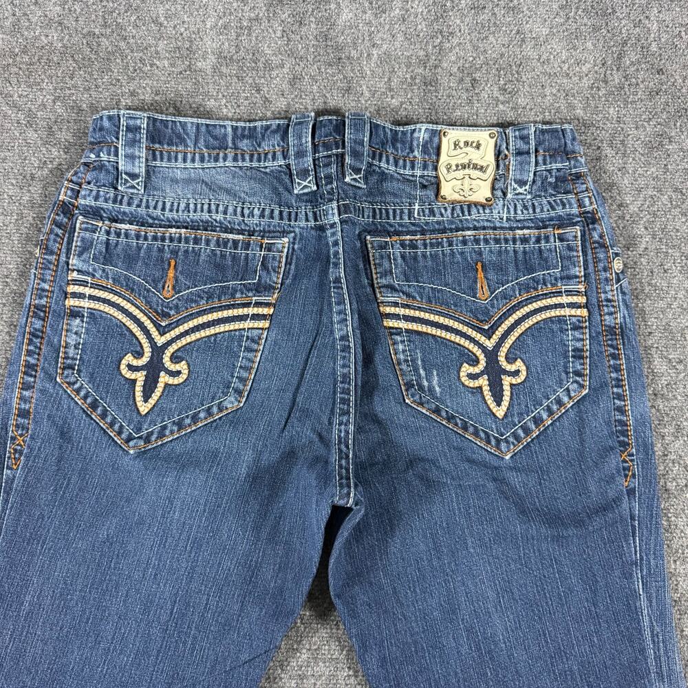Rock Revival Tyson Jeans Mens 40 (Fits 38x31) Straight Distressed *Flaw/Hemmed